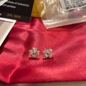 Elegant Silver Flower, Moissanite diamond Earrings